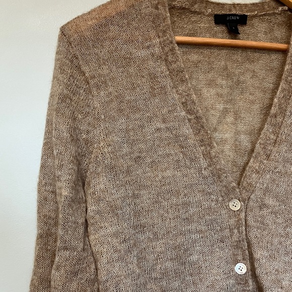 J. Crew Kid Mohair Blend Tan Cardigan - Picture 3 of 5